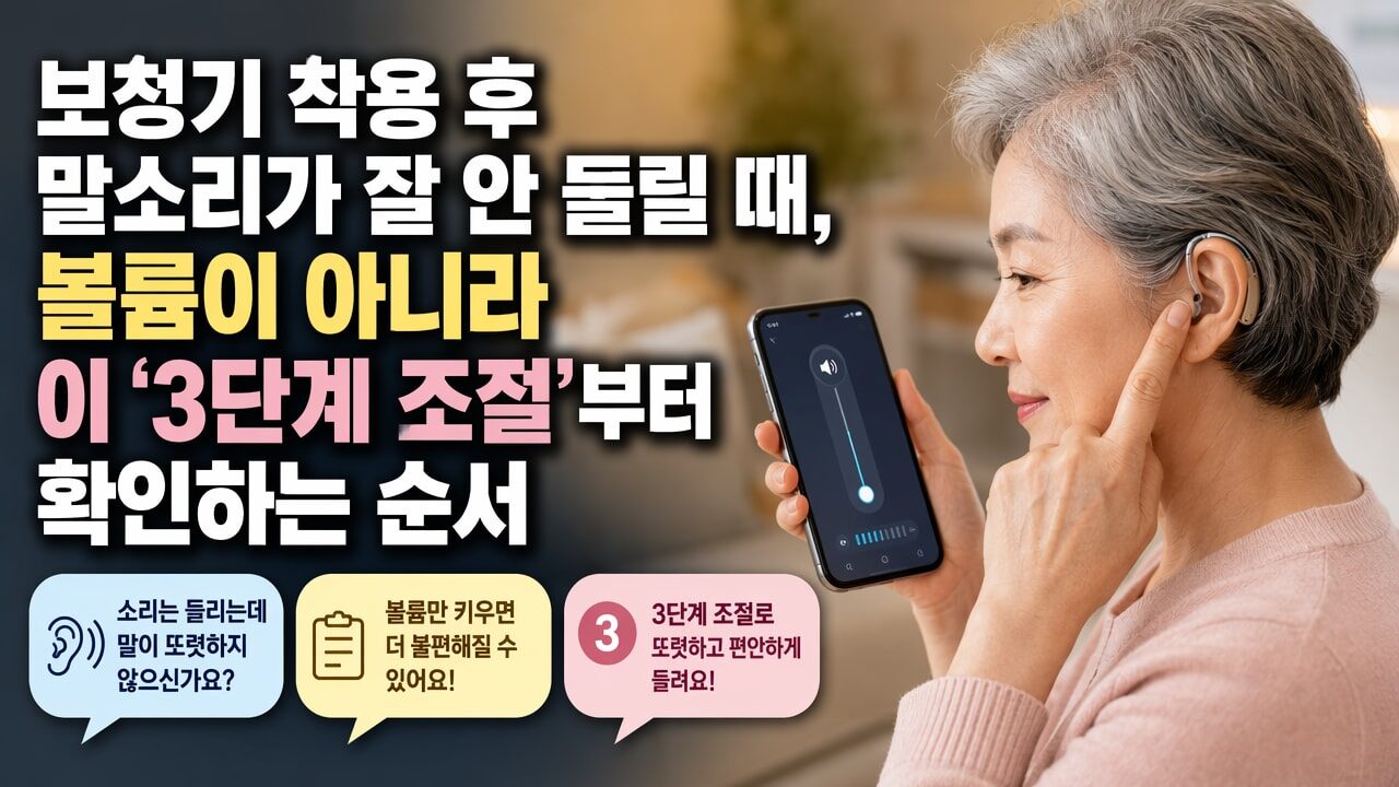 보청기 착용 후 말소리가 잘 안 들릴 때, 볼륨이 아니라 이 ‘3단계 조절’부터 확인하는 순서